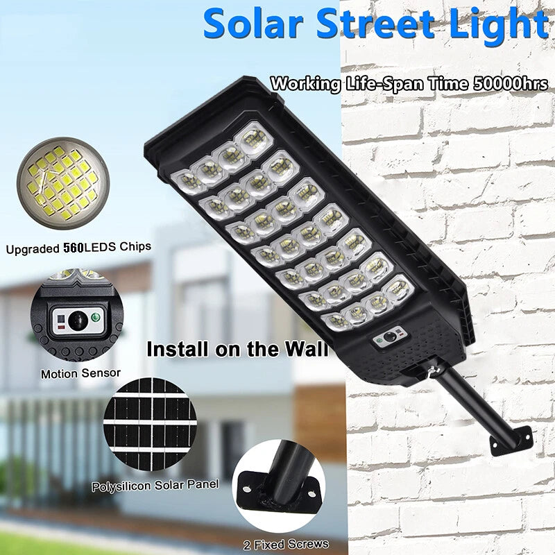 6000W Commercial Solar Street Lights LED Outdoor Dusk to Dawn Super Bright Lamp