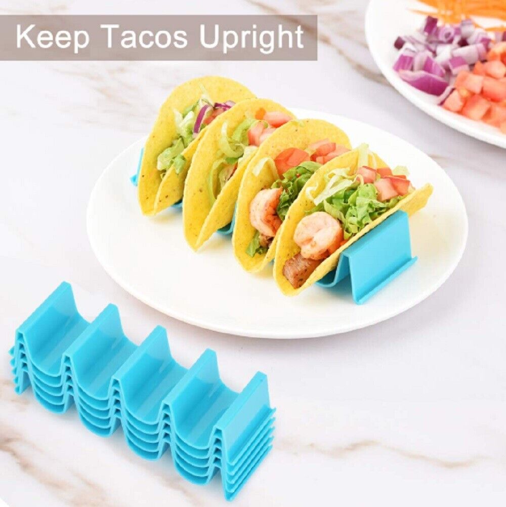 4-Pack Wave Taco Holder Stand – Stainless Steel Rack Tray for Mexican Cooking