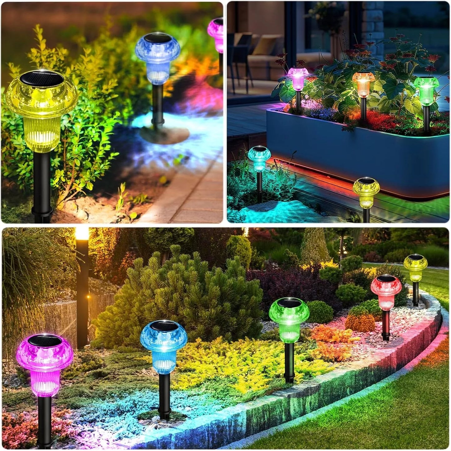 8 Pack Solar Garden Lights Outdoor Waterproof Pathway LED Lights Landscape Yard