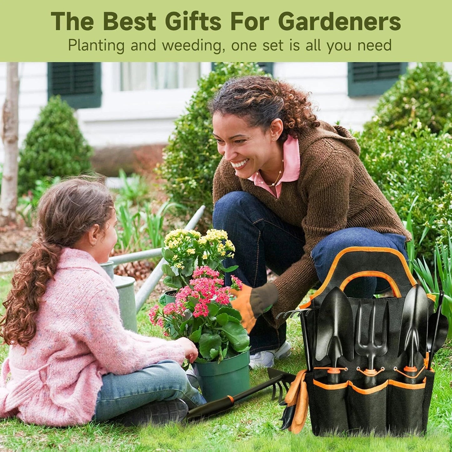 Garden Tool Set 10Pcs, Heavy Duty Gardening Tool Set, with Non-Slip Rubber Grip,