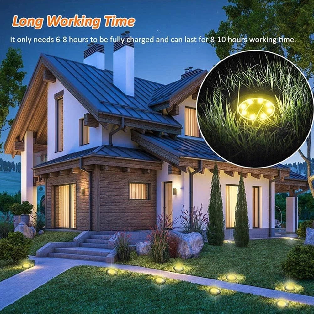 8 PACK Solar In Ground Lights Outdoor Garden In Grond Lights Waterproof Warm