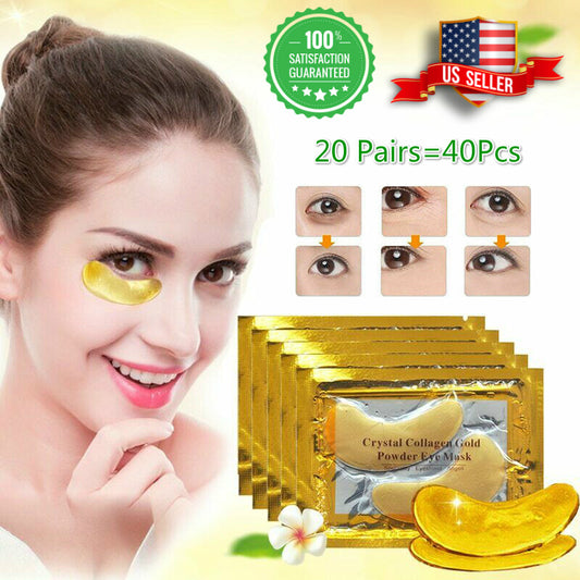 40 Pcs Gold Crystal Collagen Eye Mask Patch Wrinkle Anti Aging Dark Circle Pads
