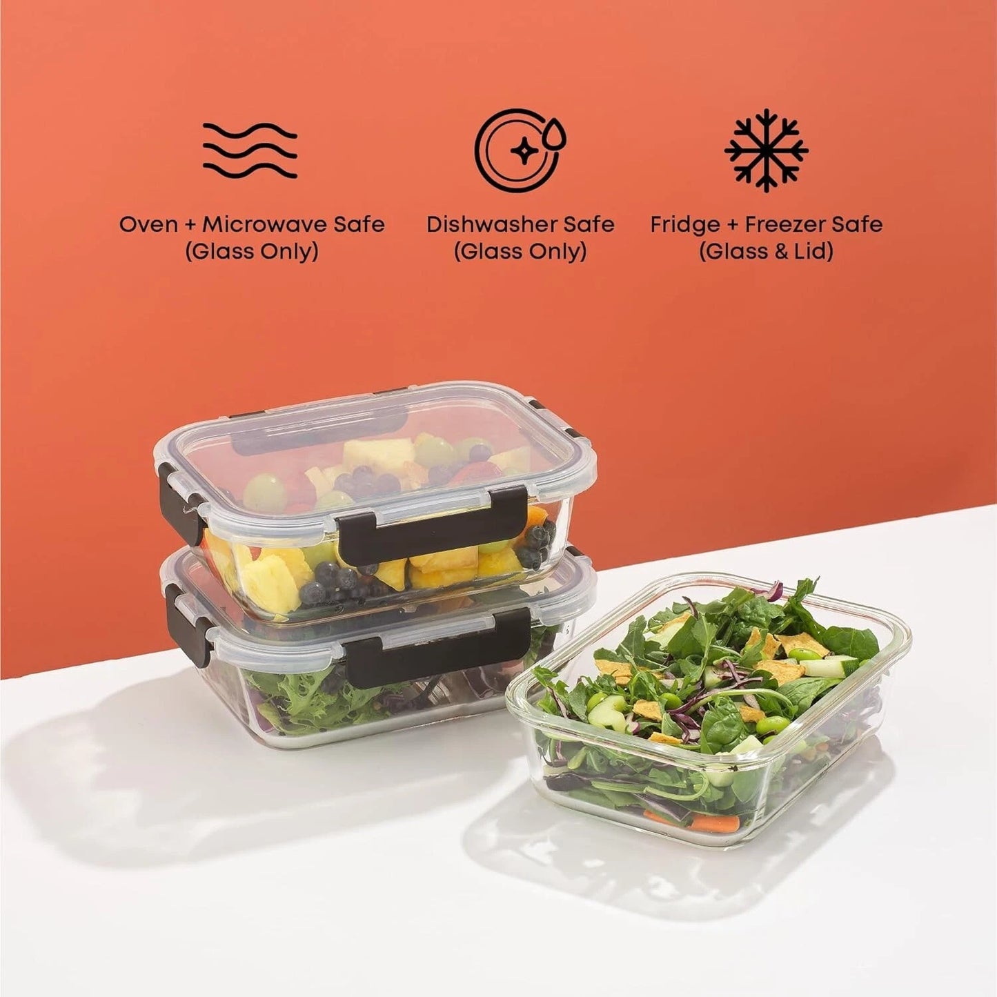 Glass Food Storage Containers 5 Pack 35oz Airtight Meal Prep Lunch Kitchen Set