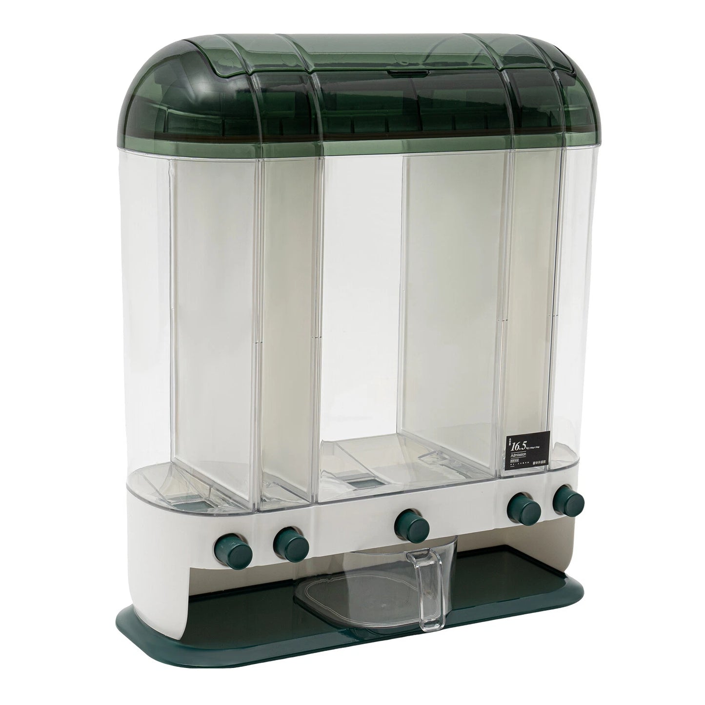 5-Grid Cereal Dispenser Grain Container Rice Storage Dry Food Box Organizer