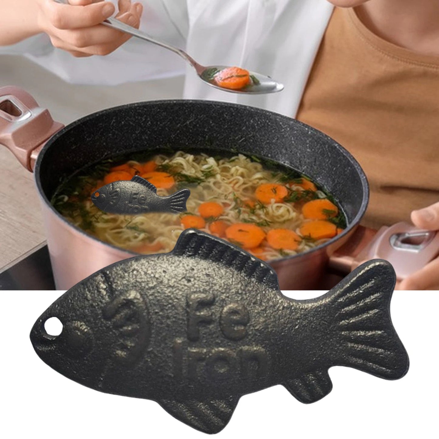 Lucky Iron Fish Effective and Safe Cooking Tool Reusable Effective 2 Pieces