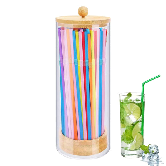 Acrylic Straw Storage Container Transparent Straw Holder Dispenser with Lid
