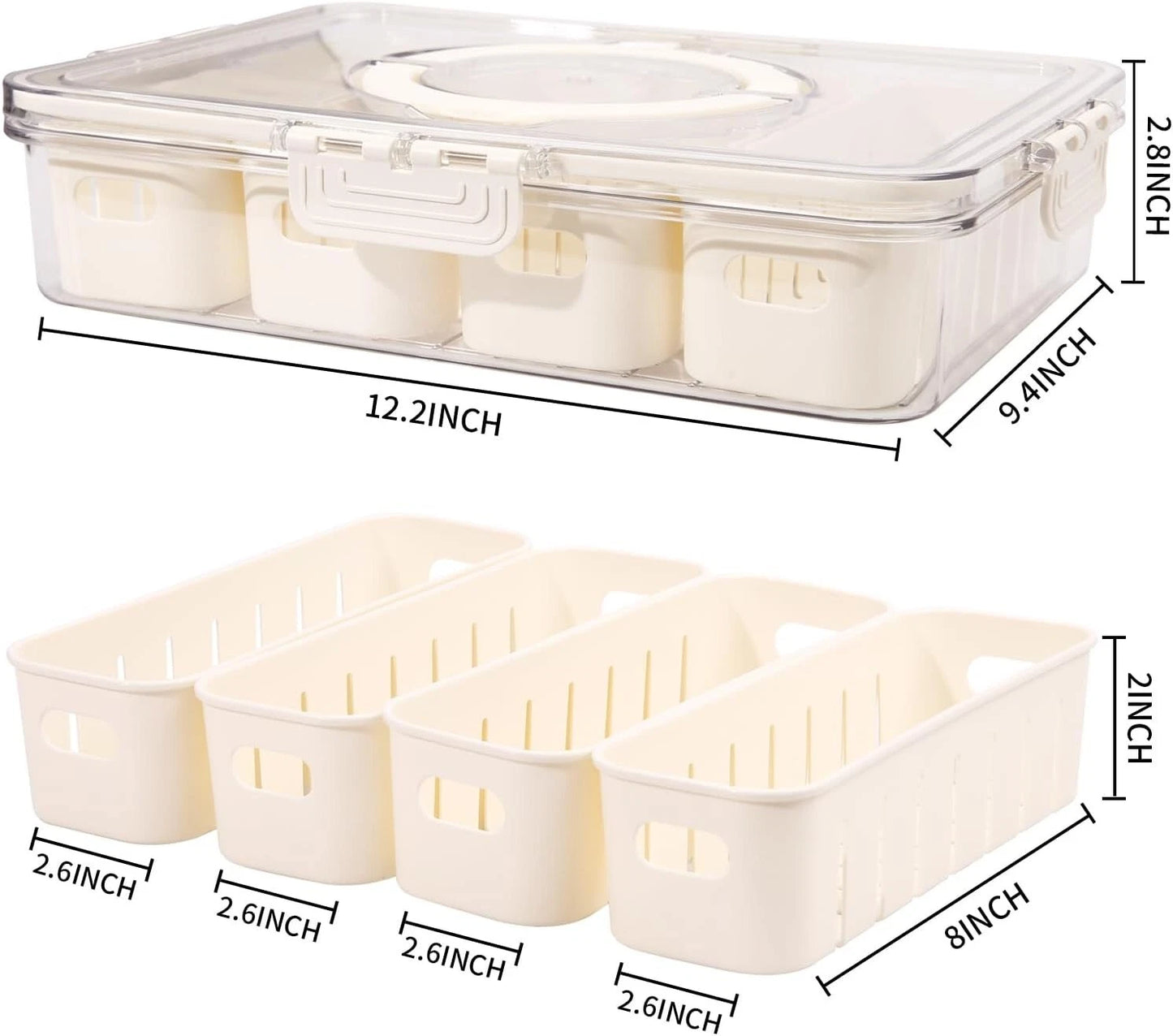 FRIDGE FOOD STORAGE CONTAINER Kitchen Serving Tray Organizer Fresh Airtight Box