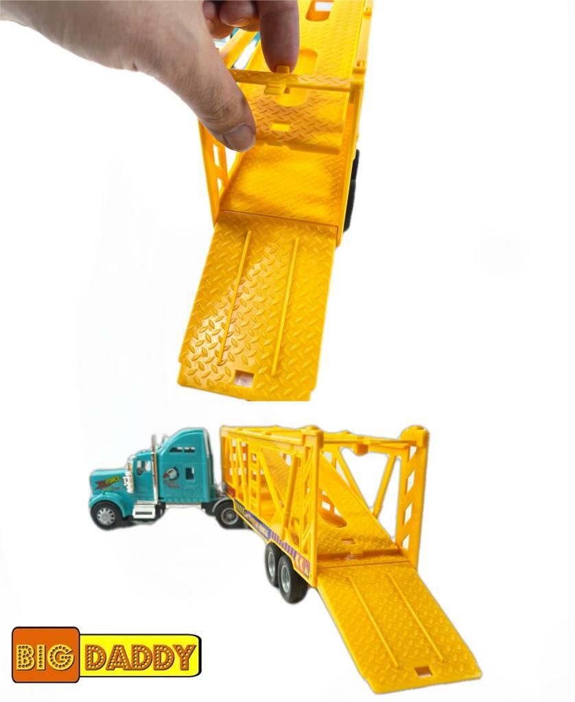 Big Daddy Big Rig Heavy Duty Tractor Trailer Car Transport Toy Truck with 3 Cars