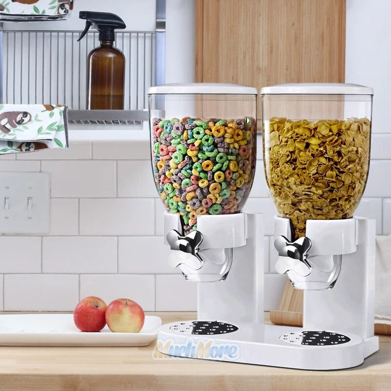 Large Cereal Dispenser Storage Triple Dry Food Snack Container Kitchen Canister