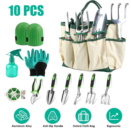 10PCS Garden Tool Set Garden Hand Tool Kit Aluminum Alloy Gardening Tool Set US