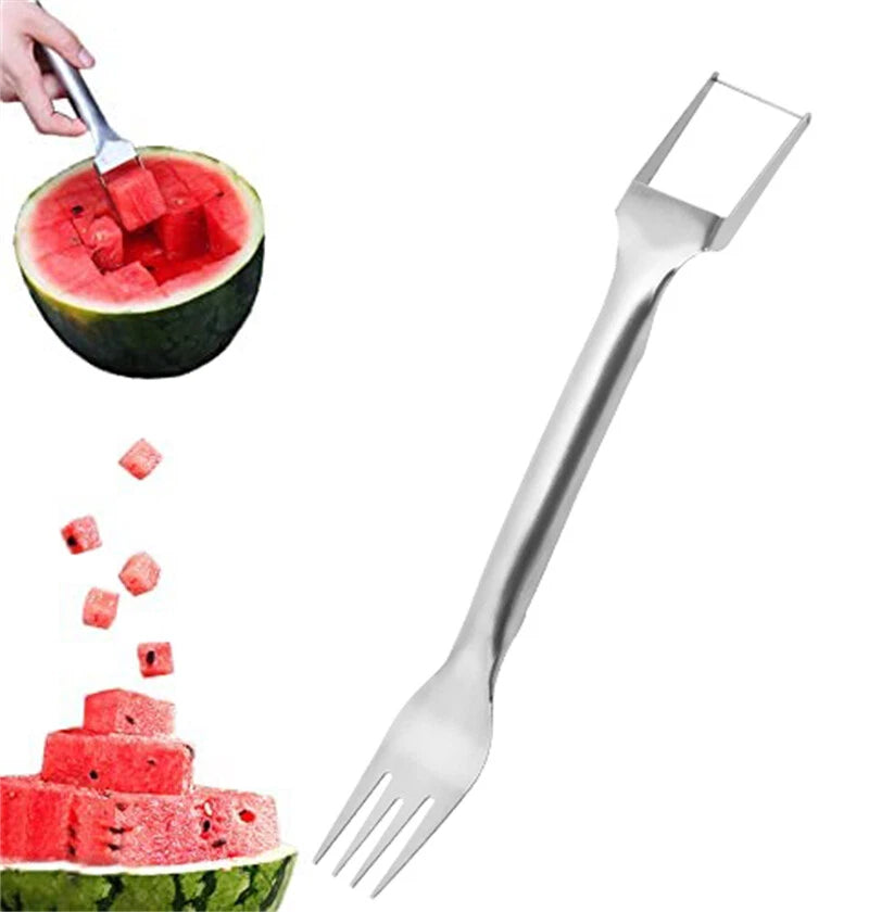 Watermelon Slicer Cutter 2-in-1 Fork Stainless Steel Fruit Cutting Artifact Lot