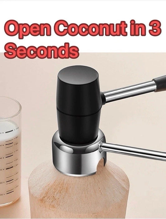 Coconut Opener Tool Set with Hammer Easy Open for Young Coconuts Stainless