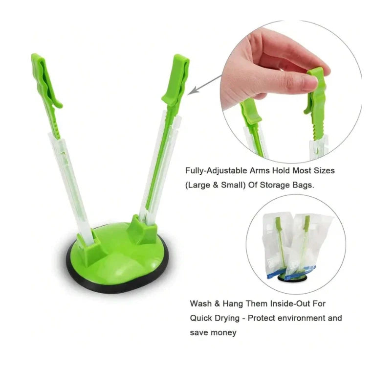 Adjustable Baggy Rack Stand - Hands-Free Plastic Bag Holder for Food Prep - NEW - Picture 5 of 10