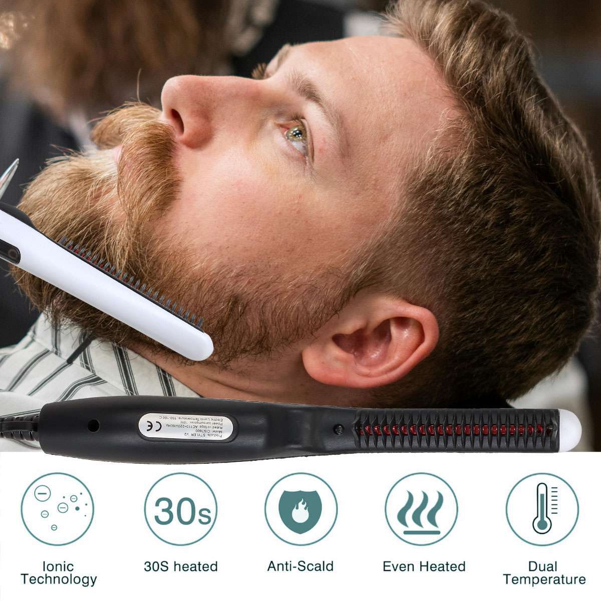 Beard Straightener Comb Quick Heated Brush Styler For Mens Pro Hair Electric