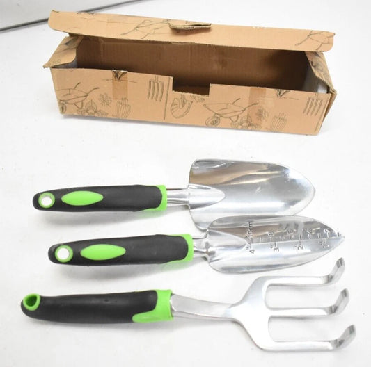Garden Tools Aluminum Gardening Tools Green/Black Handles Garden Set 3 Pack