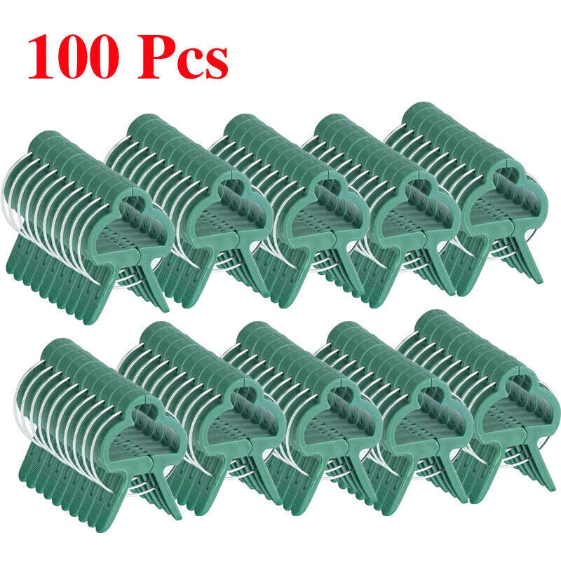 100PC LARGE PLANT & GARDEN CLIPS Support Tomato Vegetable Trellis Twine Ties