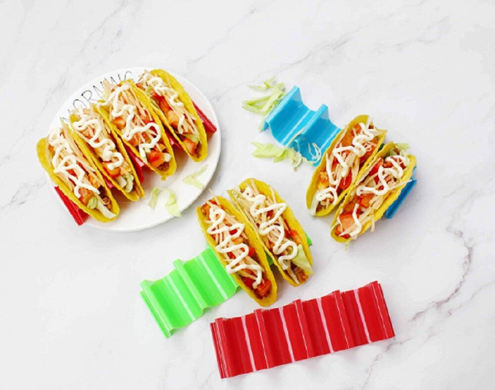 4-Pack Wave Taco Holder Stand – Stainless Steel Rack Tray for Mexican Cooking