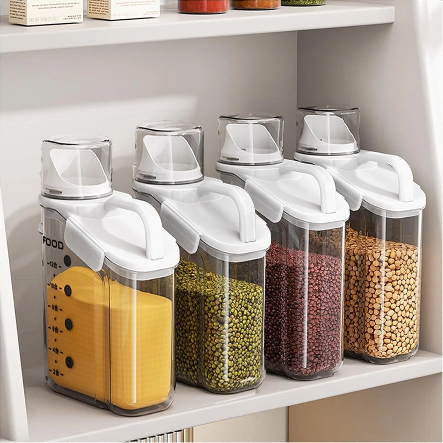 Large 2.8L Clear Airtight Food Storage with Measure Cup for Kitchen Organization