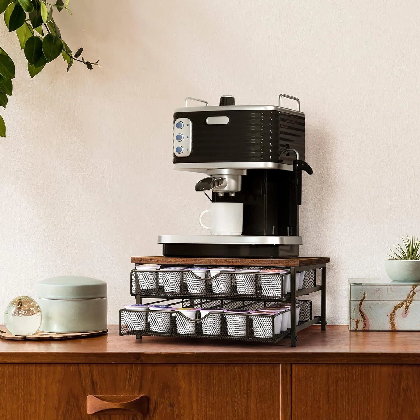 2-Tier Coffee Pod Drawer Holder 72 K-Cup Storage Organizer Coffee Machine Stand