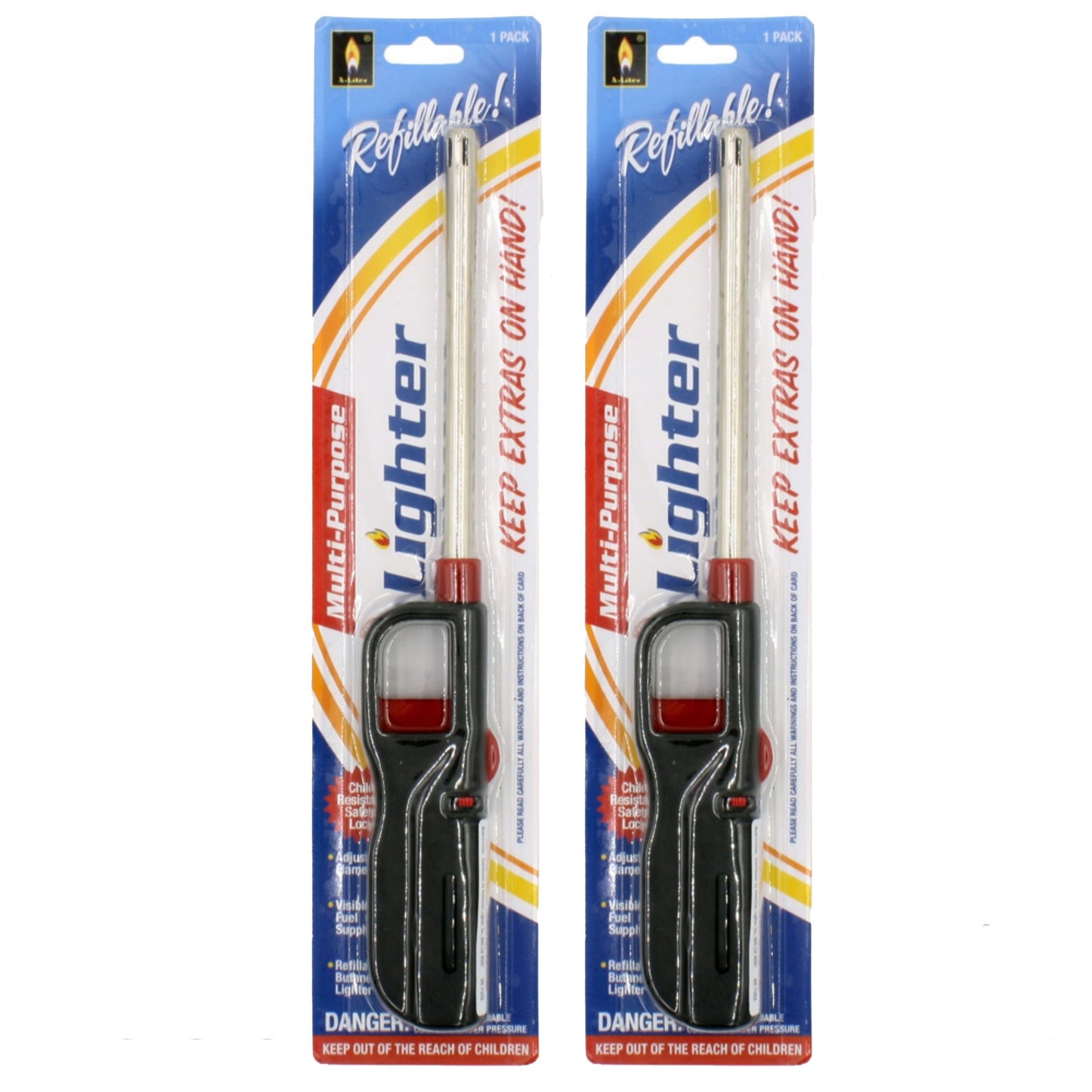 2 Pcs Refillable Multi-purpose BBQ Lighter for Butane BBQ Kitchen Stove Candl