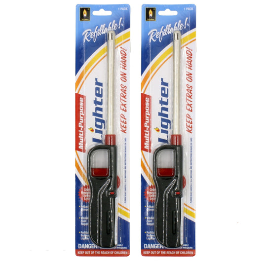 2 Pcs Refillable Multi-purpose BBQ Lighter for Butane BBQ Kitchen Stove Candl