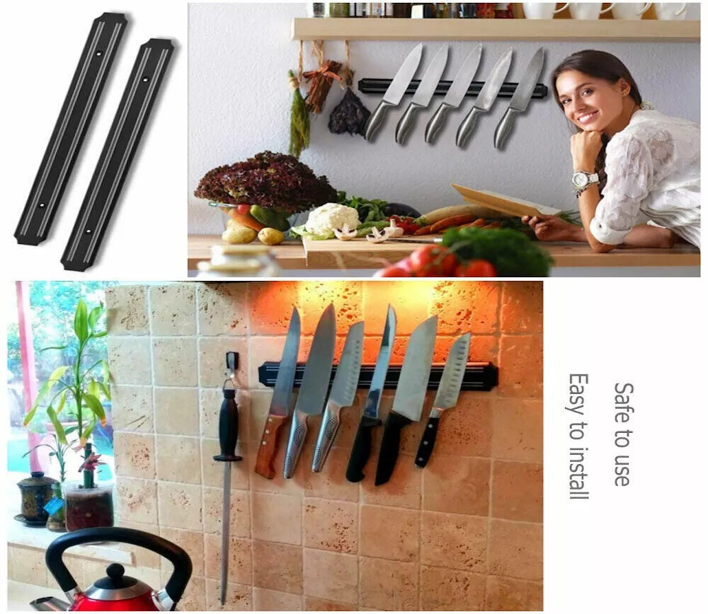 13 Inch Wall Mount Magnetic Knife Scissor Storage Holder Rack Strip Kitchen Tool