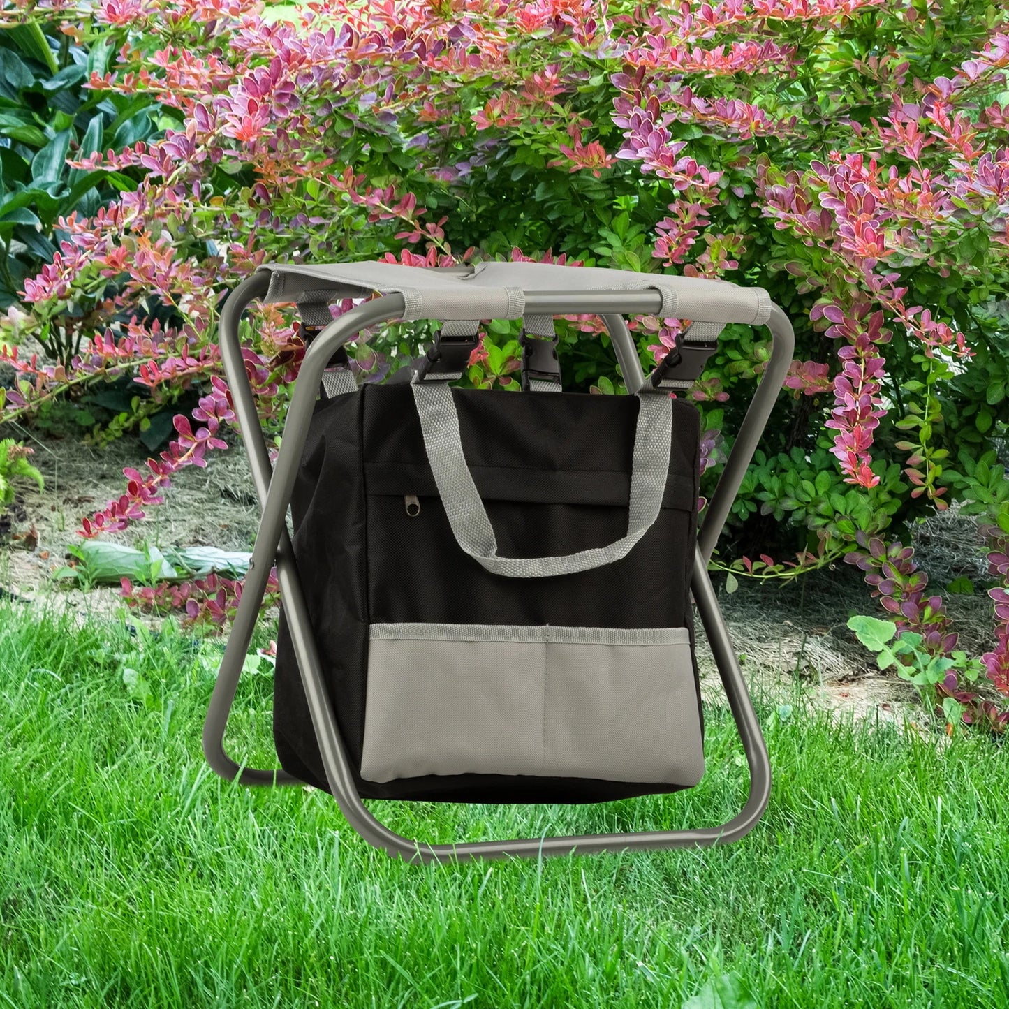 Gardening Tool Set, Garden Stool, and Carry Bag, Gray