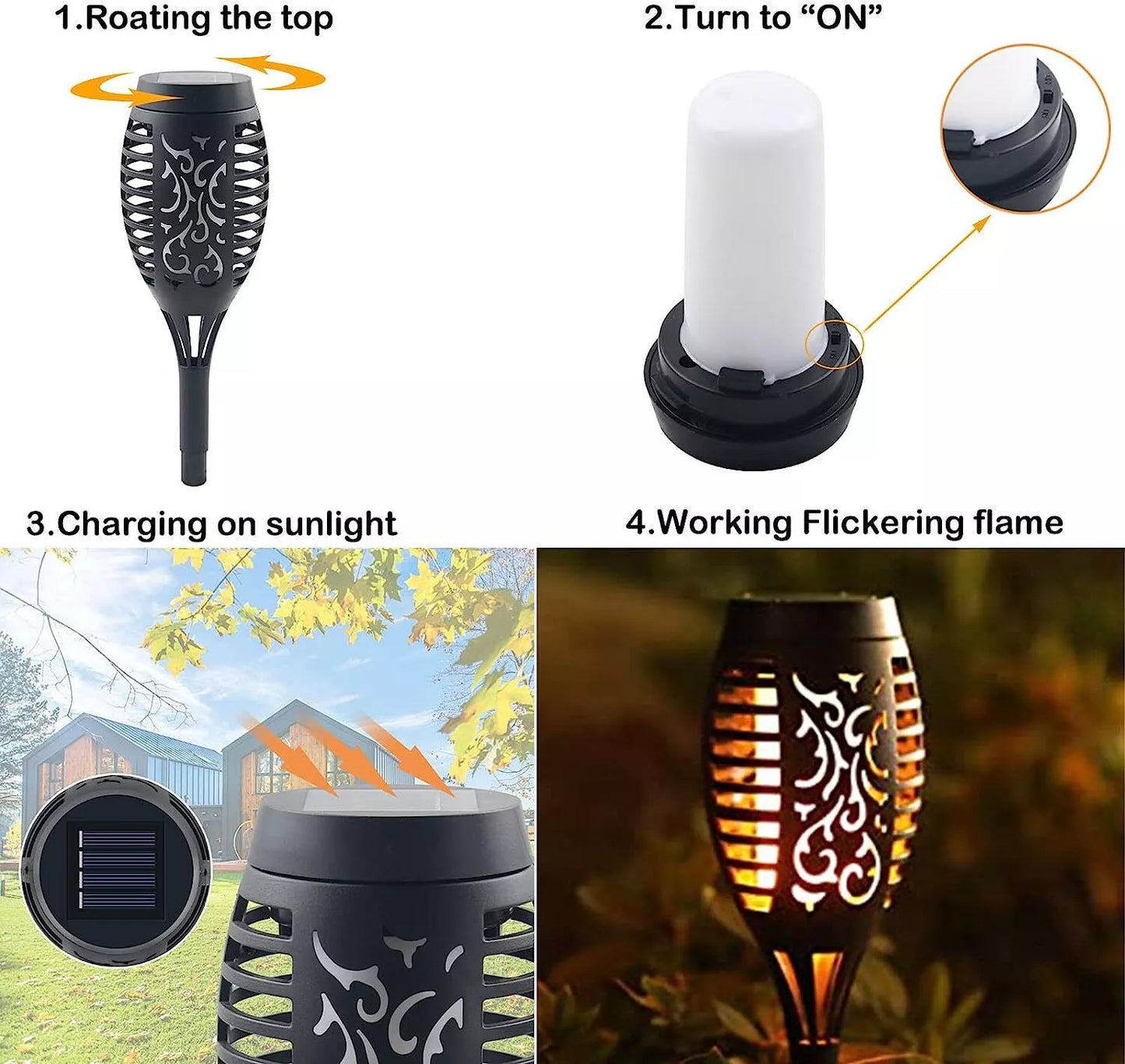Solar Torch Lights with Flickering Flame Outdoor 12LED Tiki Torch Solar Lights