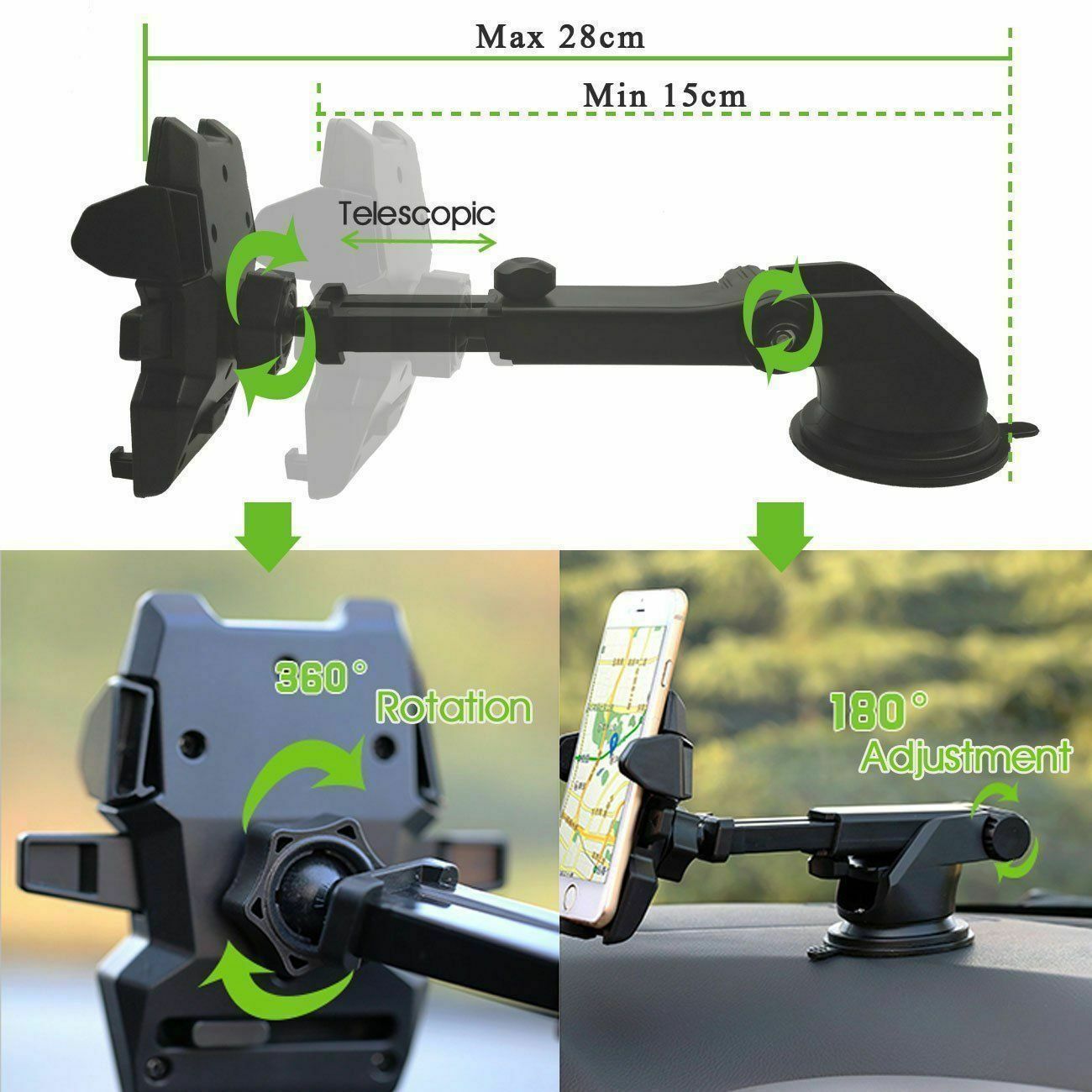 360° Mount Holder Car Windshield Stand For Mobile Cell Phone GPS iPhone Samsung