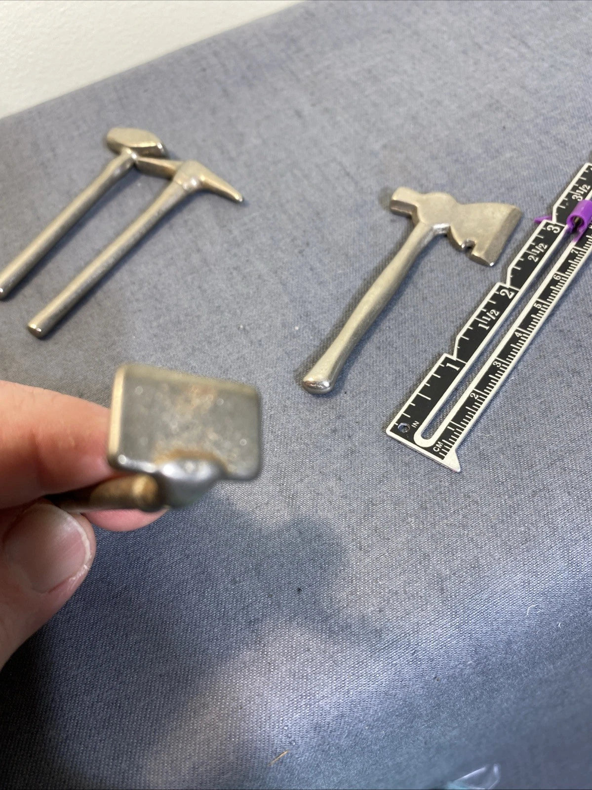 Vintage Miniature Tools Metal 3" Ax Pick Hoe Maul Fairy Zen Garden Dollhouse