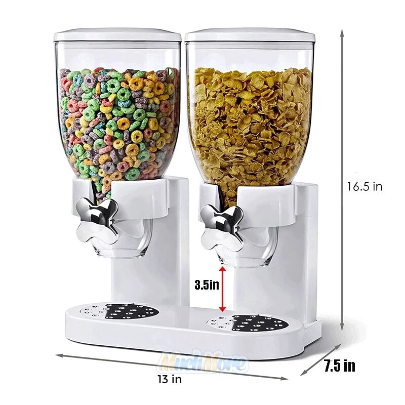 Large Cereal Dispenser Storage Triple Dry Food Snack Container Kitchen Canister