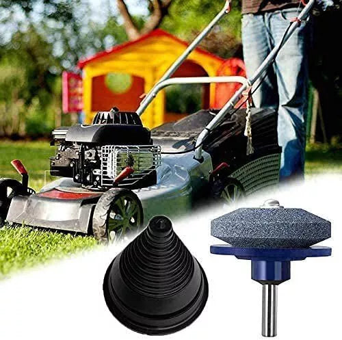 5PC Lawn Mower Balancer Blade Sharpener Kit Garden Tool For Drill Grinder Stone