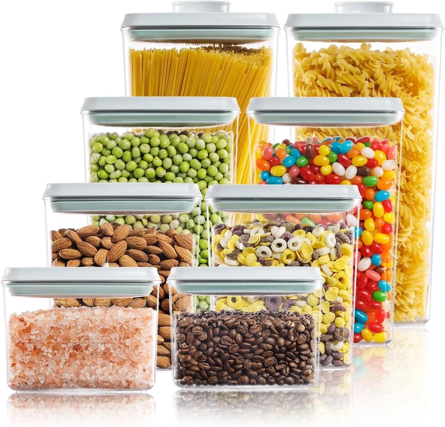 8-Pack BPA-Free Pop Top Food Storage Containers - Airtight Kitchen Organizers