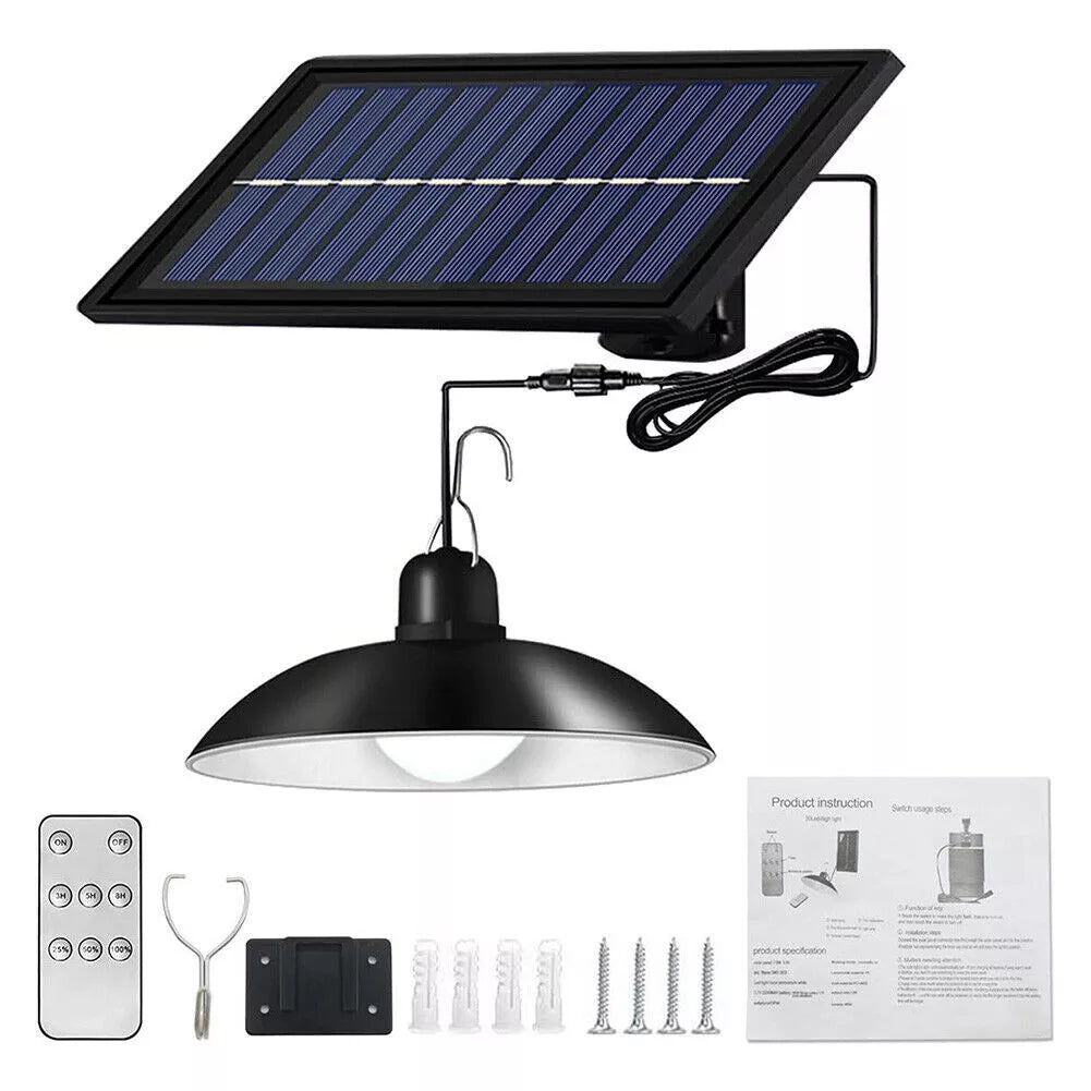 30 LED Solar Pendant Hanging Light Remote Indoor Outdoor Garden Yard Shed Lamp
