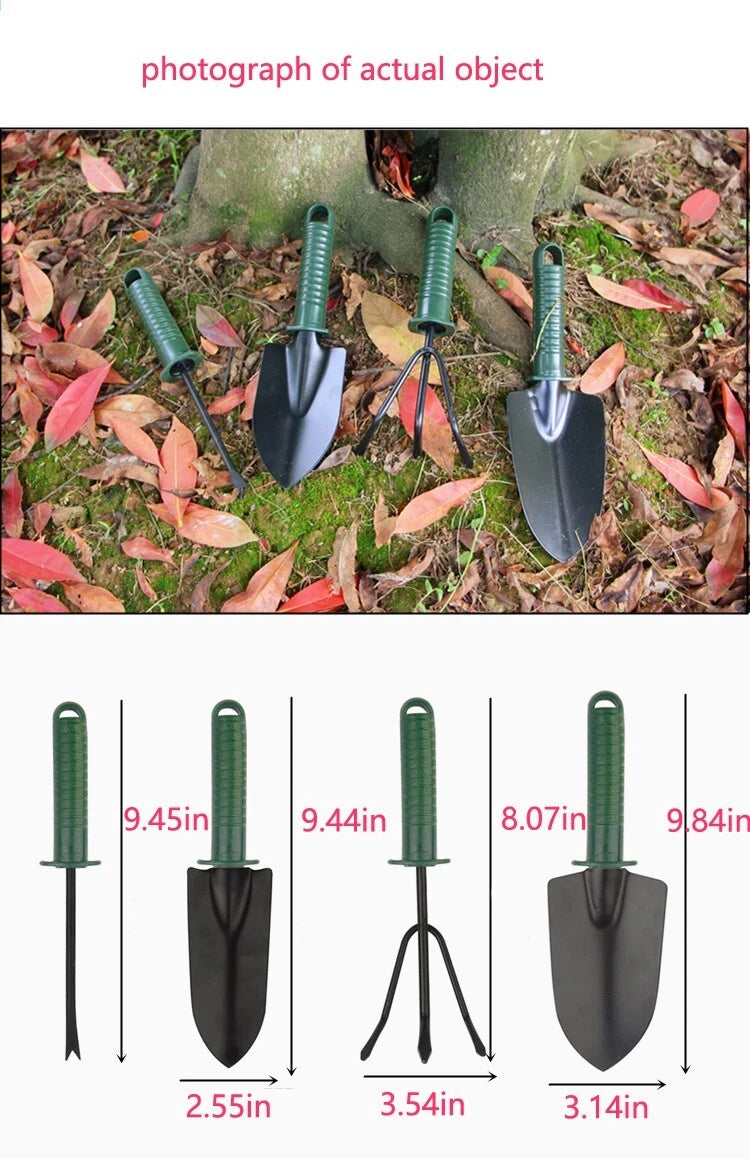 4pcs Garden Tools Set Trowel Rake Shovel Heavy Duty Metal Outdoor Ergonomic Kit