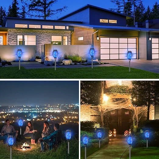 Solar Torch Lights with Flickering Flame Outdoor 12LED Tiki Torch Solar Lights