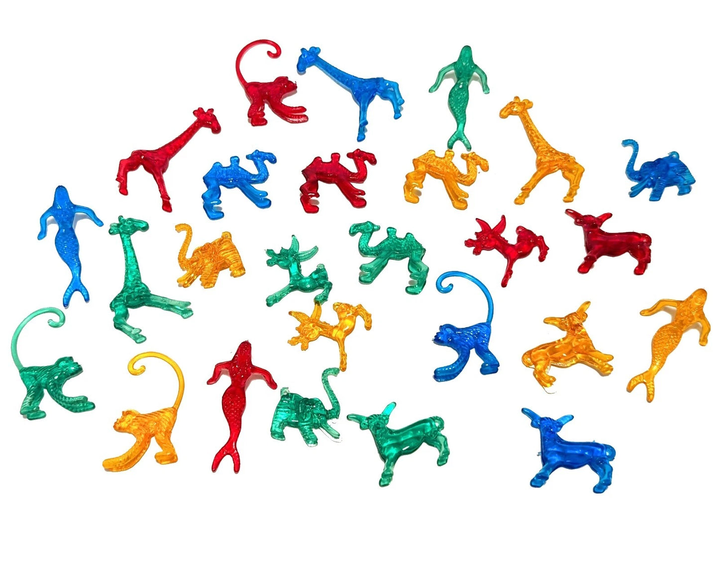 Plastic Mixed Animal Cocktail Drink Markers/Charms (72) -Elephant Monkey Mermaid