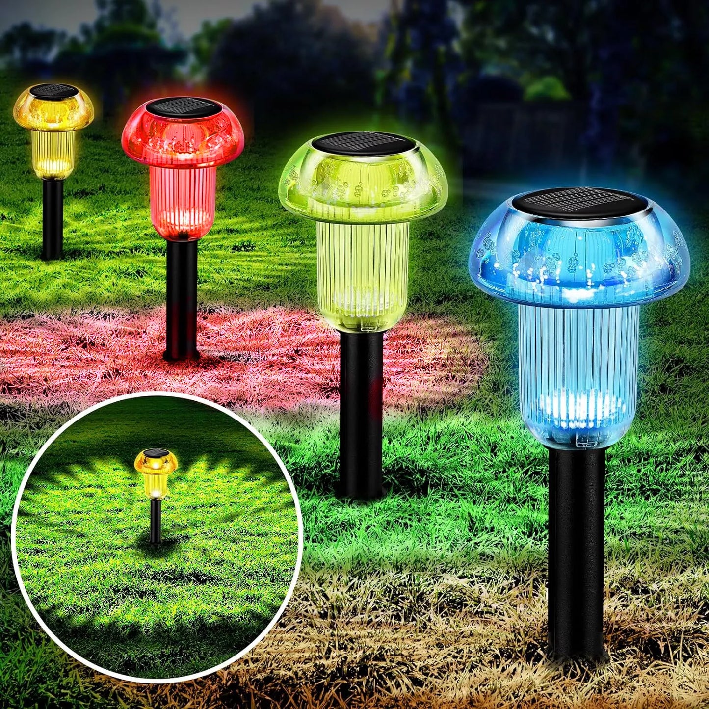 8 Pack Solar Garden Lights Outdoor Waterproof Pathway LED Lights Landscape Yard