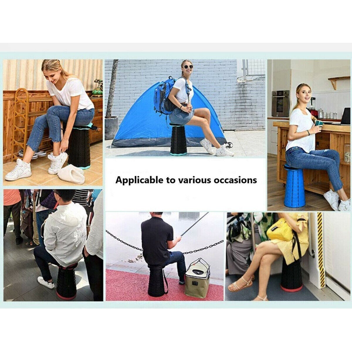 Folding Stool Portable Telescopic Chair Seat Camping Retractable Outdoor Fishing