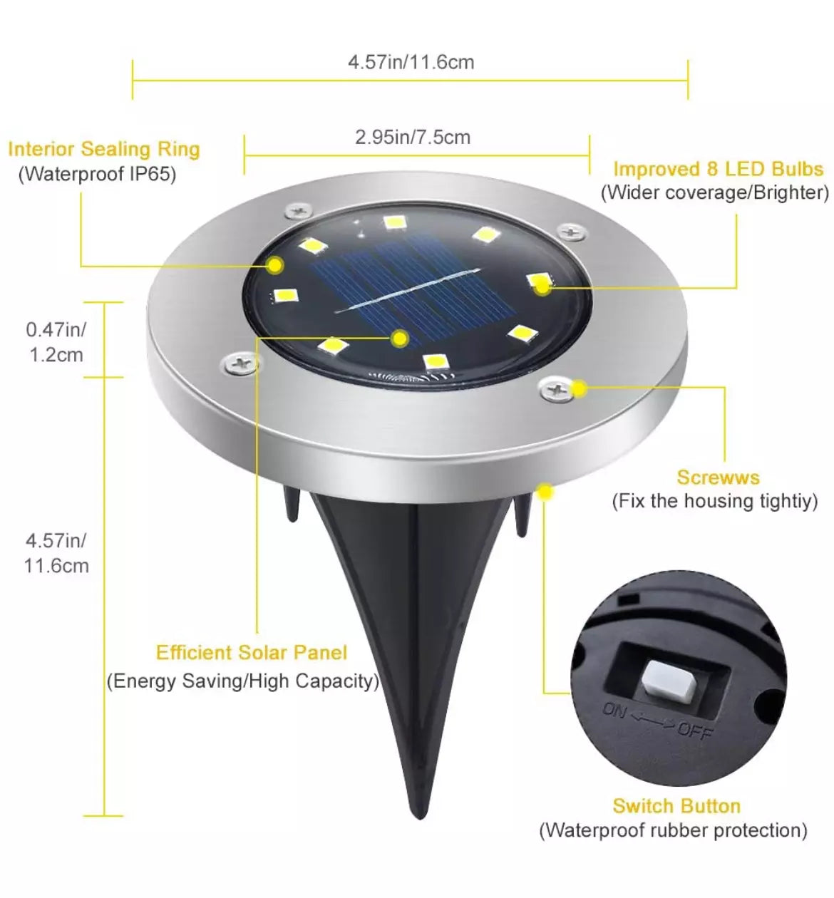 12PACK Solar In Ground Lights Outdoor Buried Lamp Disk LED Lawn Pathway Garden