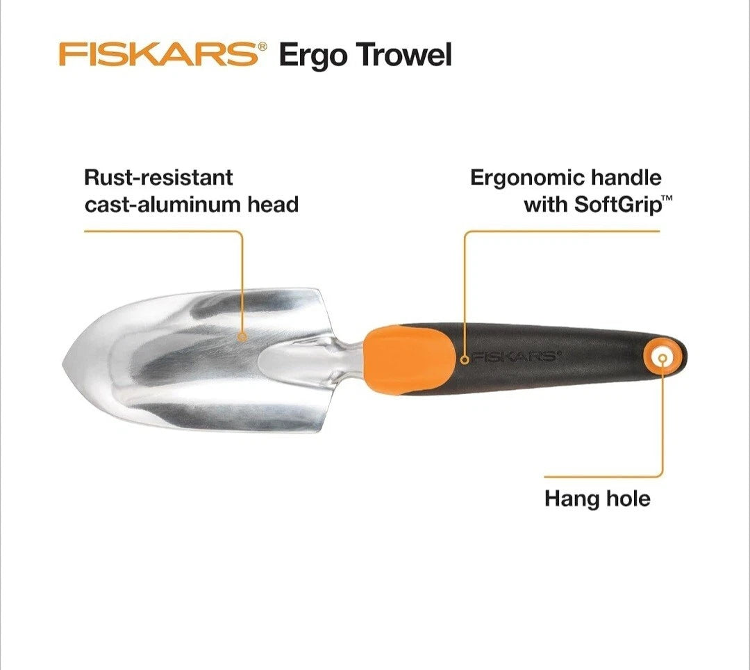 Ergo Garden Trowel for Digging and Planting, Heavy Duty Gardening Hand Tool with