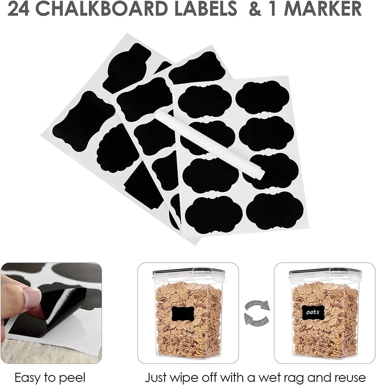 Airtight Food Storage Containers with Lids, 24 pcs Plastic Kitchen and Pantry...