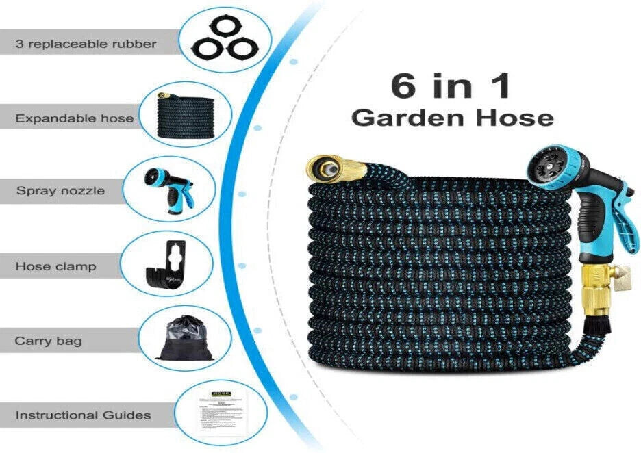5X Stronger Deluxe Heavy Duty Expandable Flexible Garden Water Hose (50ft,100ft)