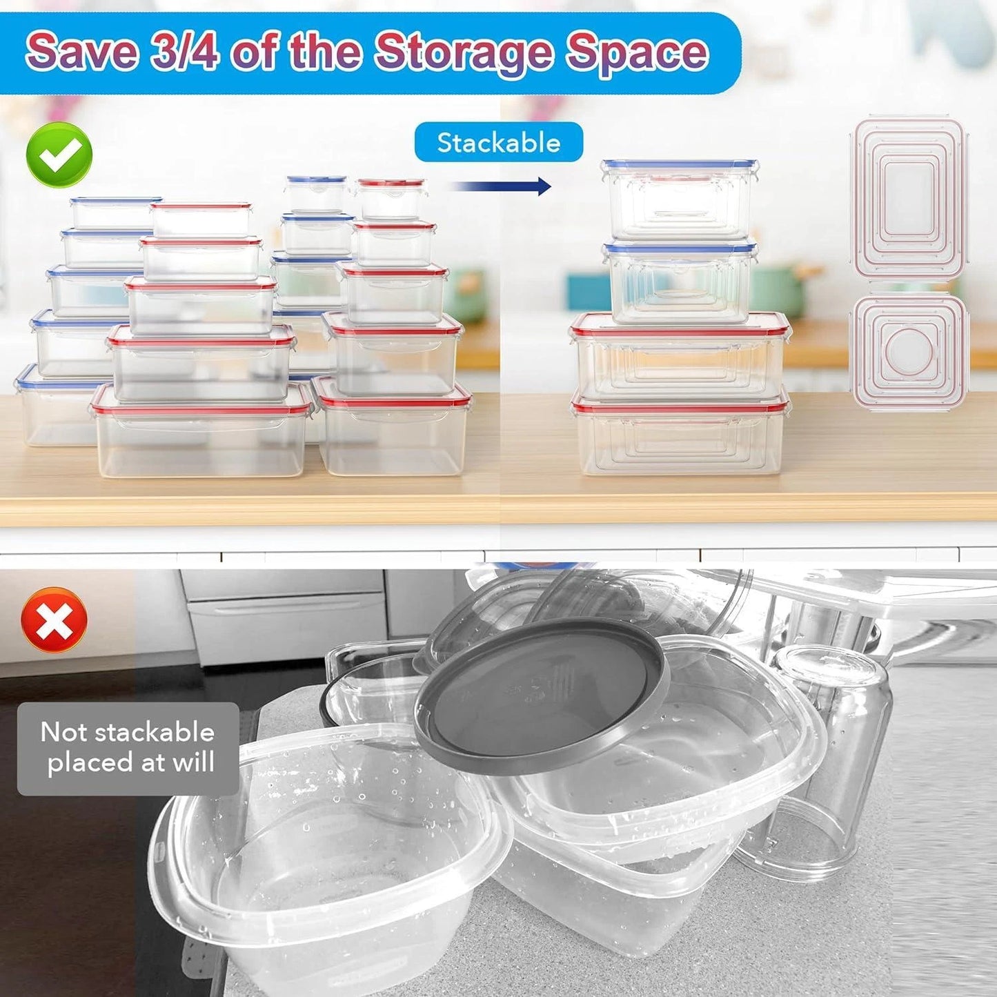 Versatile BPA-Free Food Storage Containers - 40-Piece Set for Organized Kitchens
