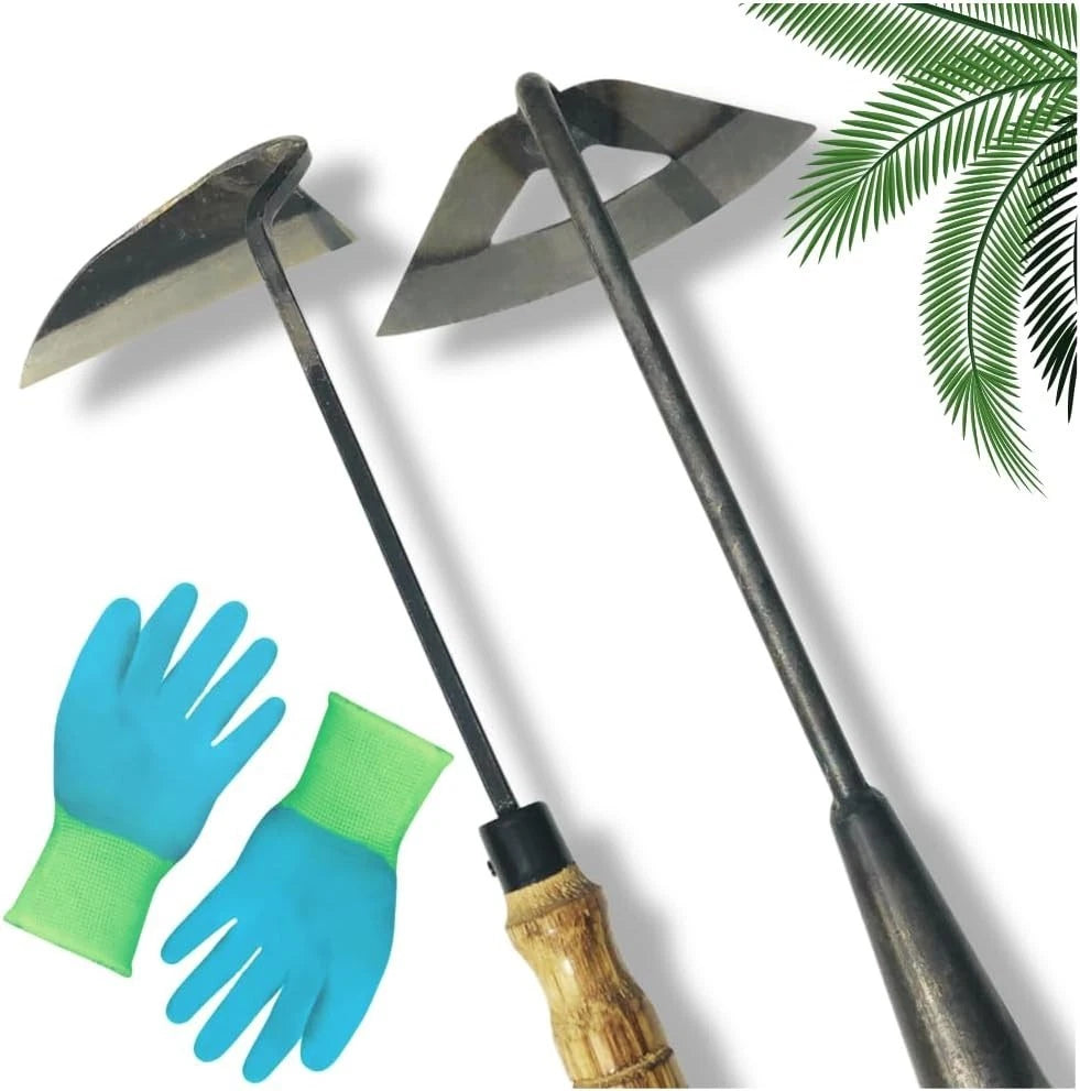 Gardening Tools Set: Hollow Hoe & Japanese Sickle for Effortless Weeding