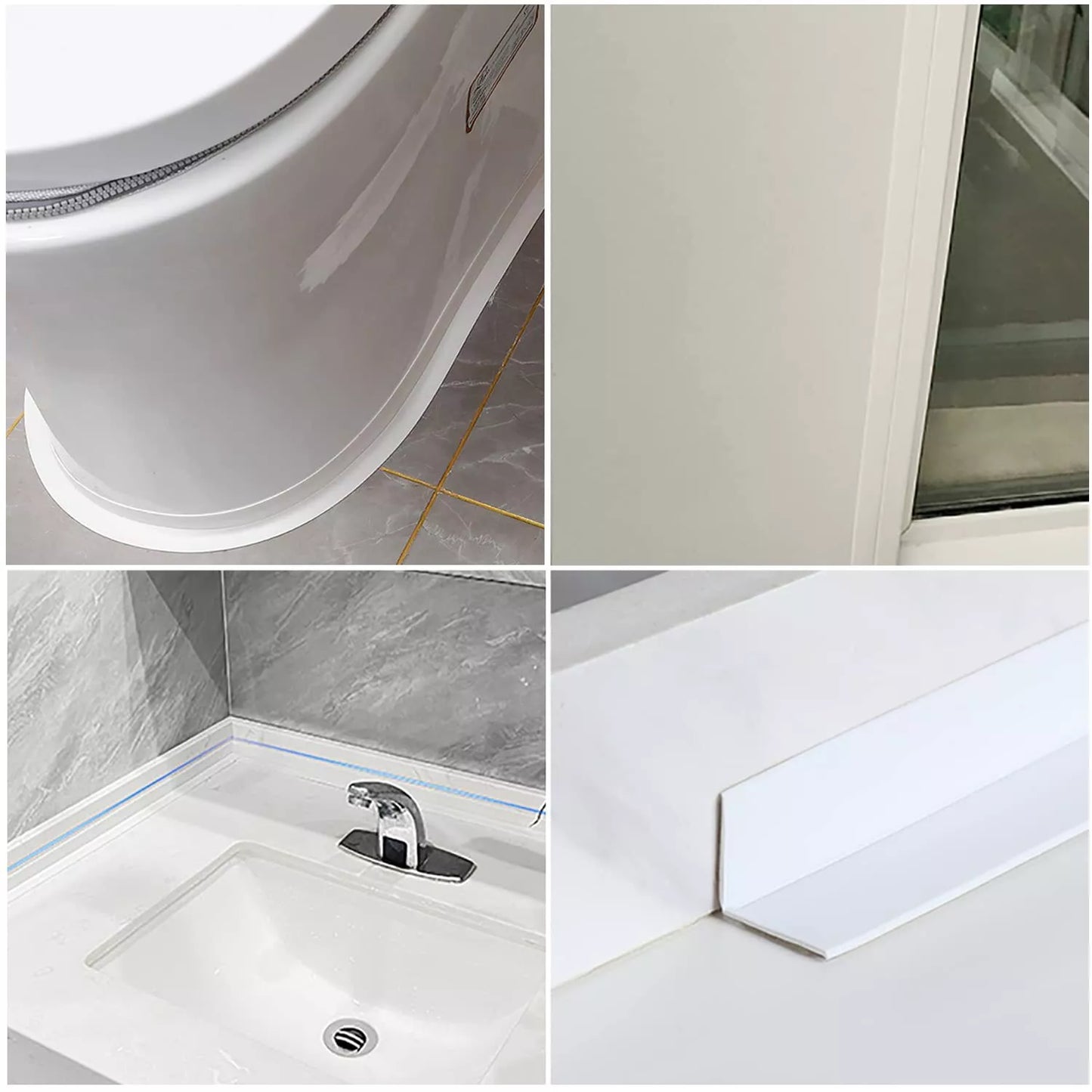 10.5FT PVC Self Adhesive Caulk Sealing Strip Tape For Kitchen Wall Sink Toilet