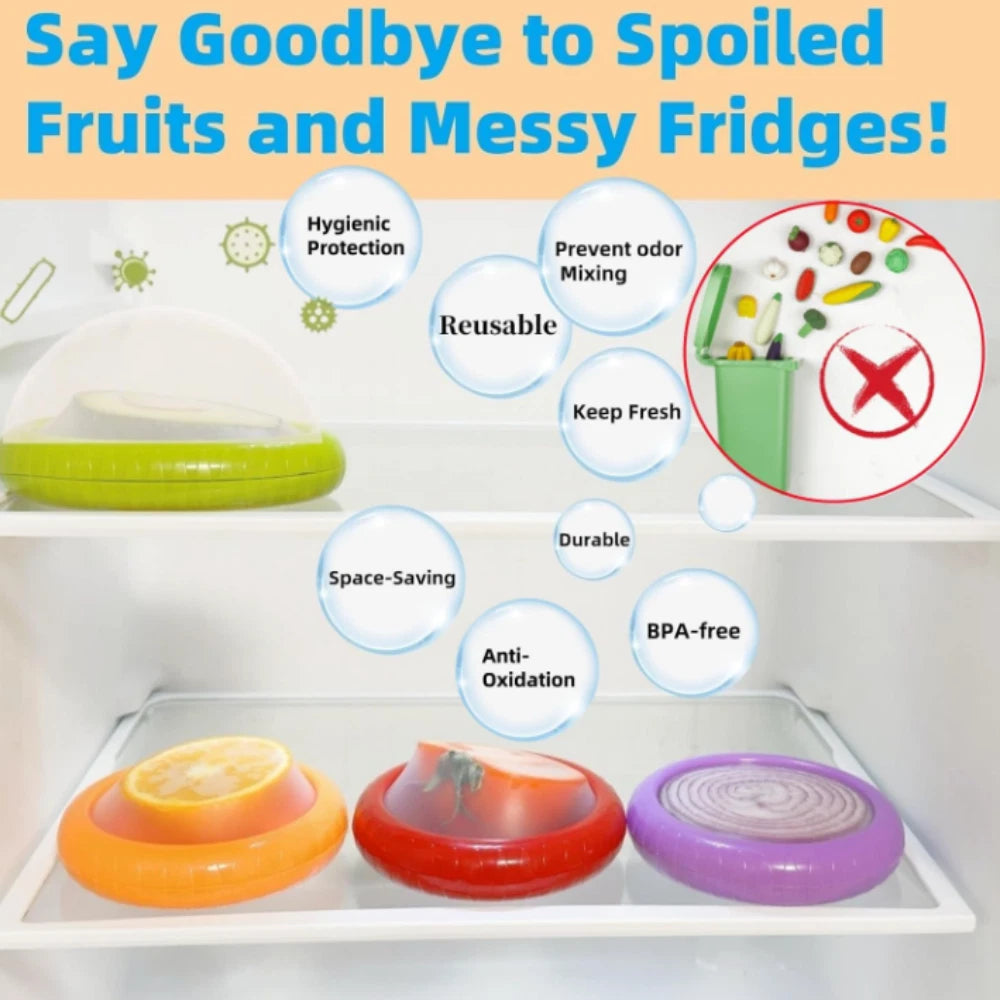 4PCS Fruit And Vegetable Food Fresh-Keeping Box Silicone Reusable Storage Box A+