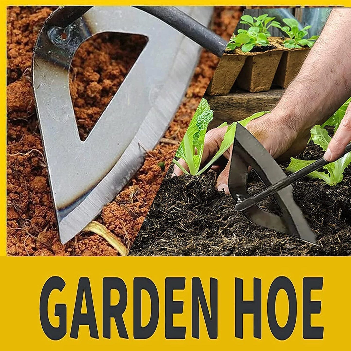 Gardening Tools Hollow Hoe, All-Steel Hardened Hollow Hoe, Sharp Edge Garden Wee