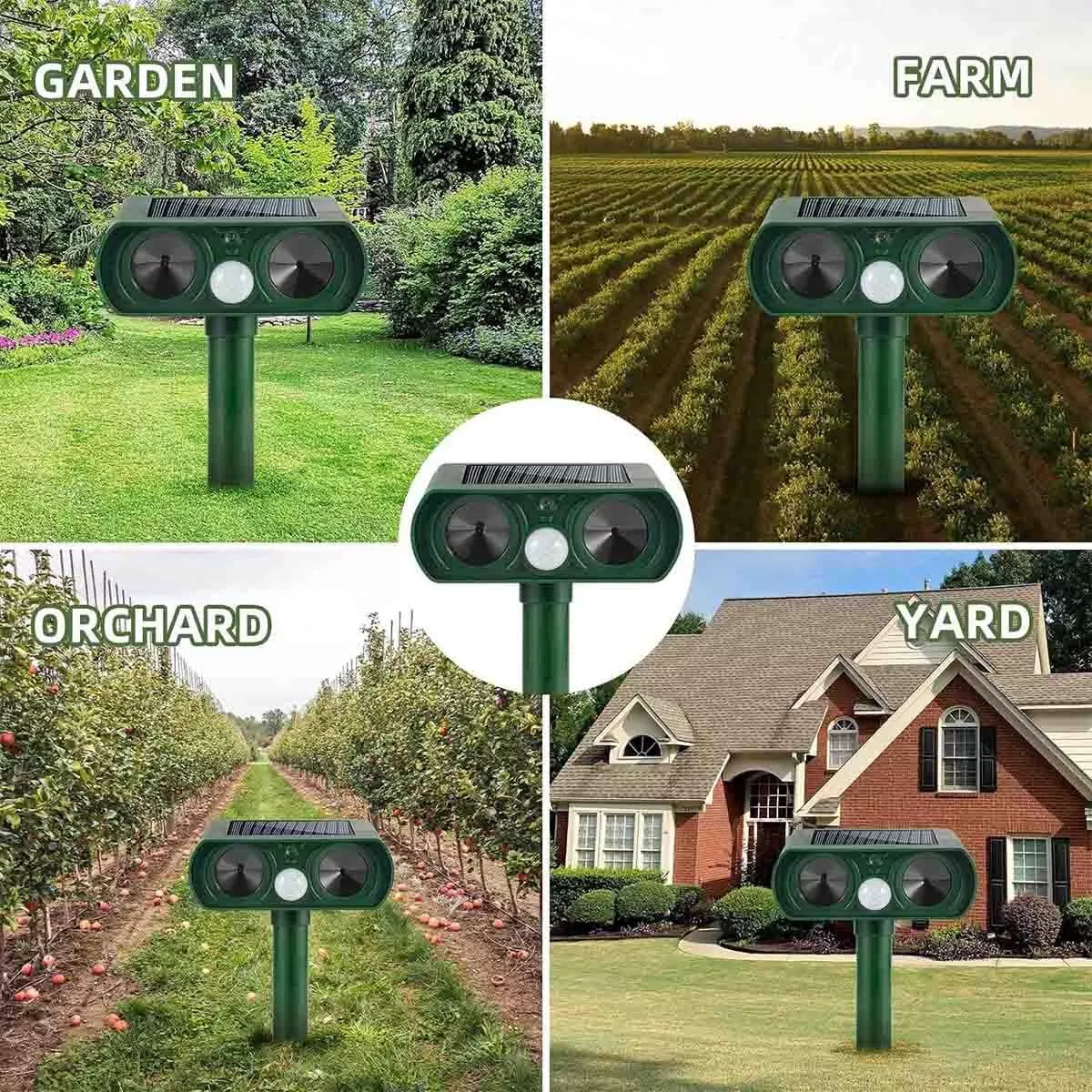 1-2 Pack Solar Ultrasonic Animal Repellent Dog Cat Skunk Deer Raccoon For Garden