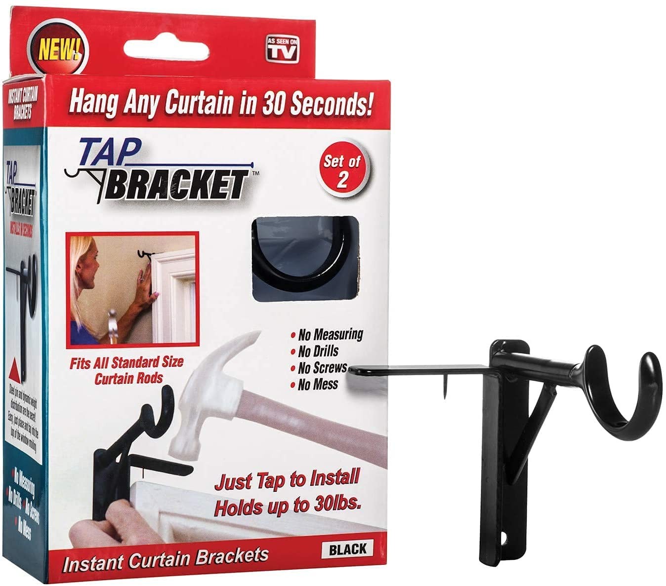 Bronze Tap Bracket - Hang Curtains in 30 Seconds! No Drill Instant Curtain Ro...